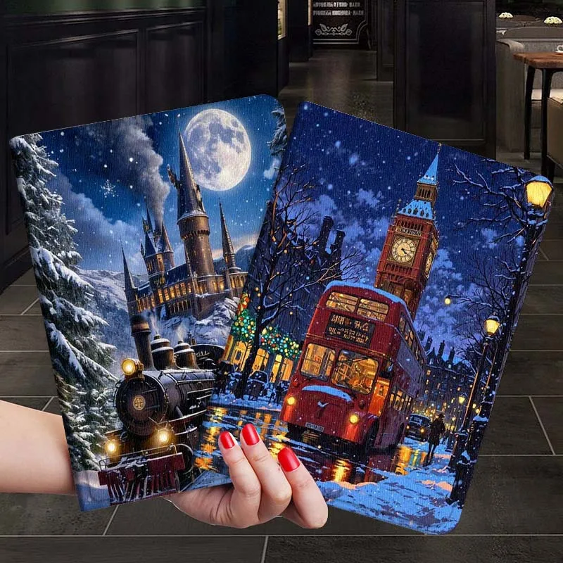 

Чехол для планшета Snowy Castle Train Night для Samsung Galaxy Tab S7 S8 S9 S10 FE Plus 12,4 13,1 дюйма
