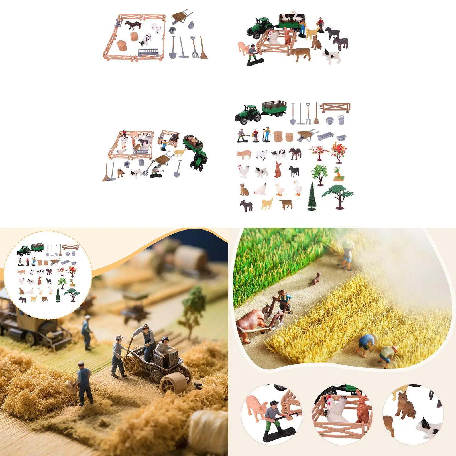 Farm Animals Figures Toy Collection Realistic Decorations Simulated Micro Landscape Model Figurines for Children Adults Kids
