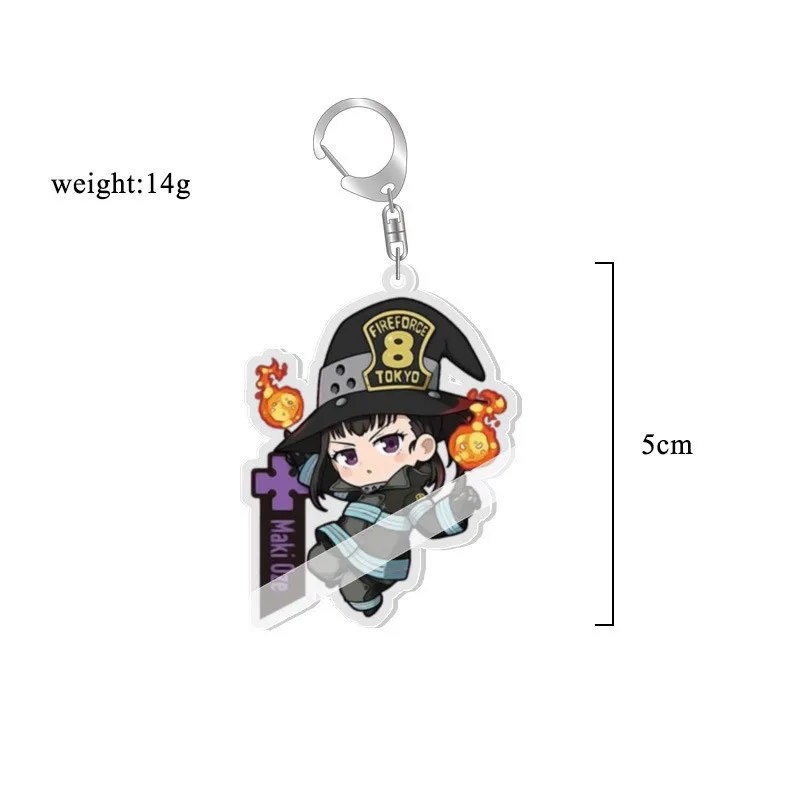 Fire Force Shinra Kusakabe Double-sided Keychains Arthur Boyle Pendants Kotatsu Tamaki Keyrings Bag Decorations Accessories