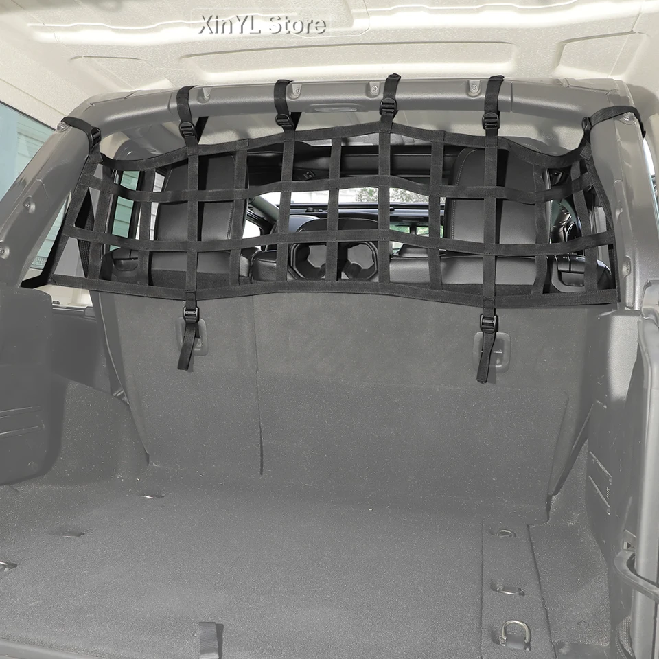 Car Rear Seat Trunk Isolation Cargo Net Dog Barrier Protection Divider Safety Driving Mesh for Jeep Wrangler JL 2018 Up 4-door - view 6