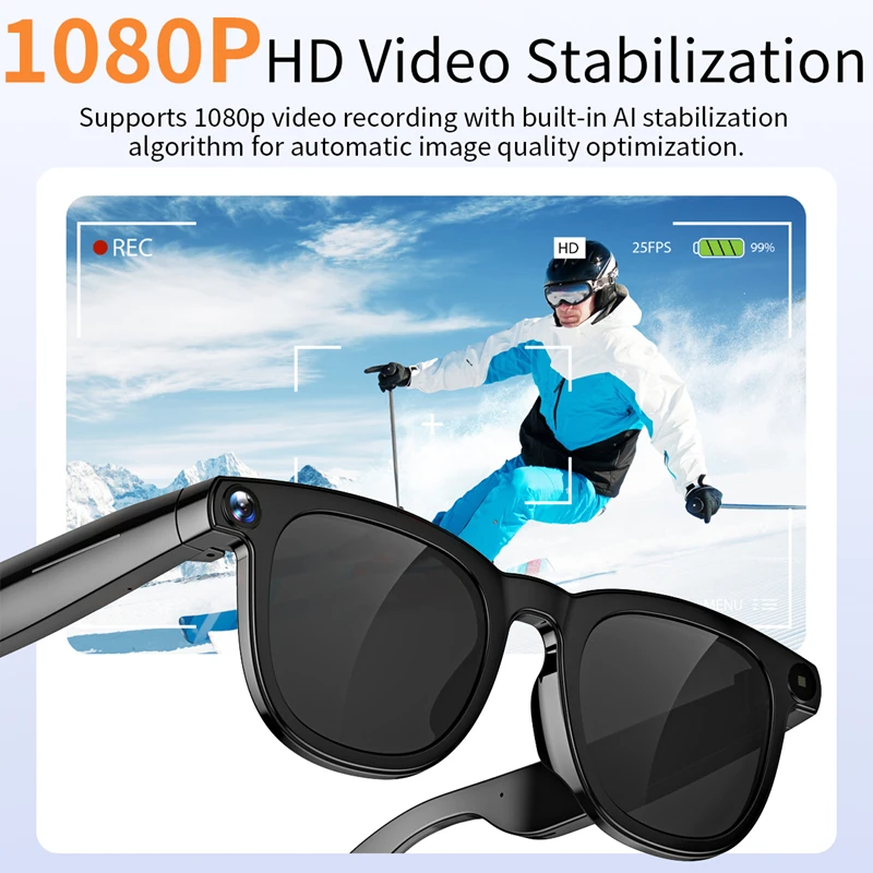 800 واط 4K HD AI النظارات الذكية الدردشة GPT 100MP كاميرا بلوتوث دعوة 260Mah بطارية صوت مساعد نظارات التحكم للرجال والنساء