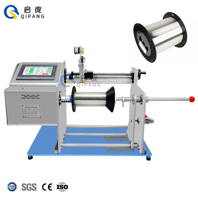 New Energy Qipang Manufacturer High Precision Flat Copper Traverse PLC Servo Cantilever Take up winding Machine