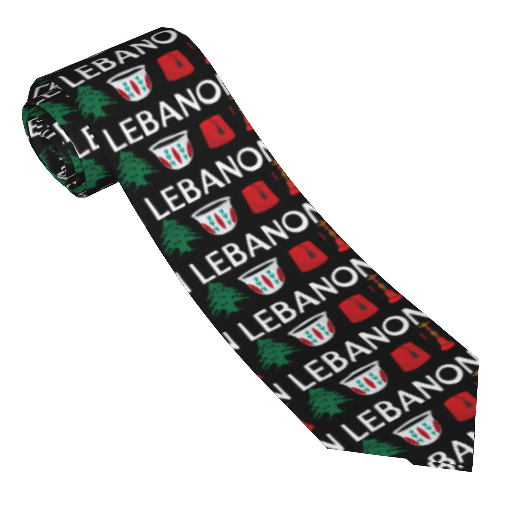 Mens Tie Lebanon Flag  Neck Ties  Classic Casual Collar Tie Custom Daily Wear Party Great Quality Necktie Accessories