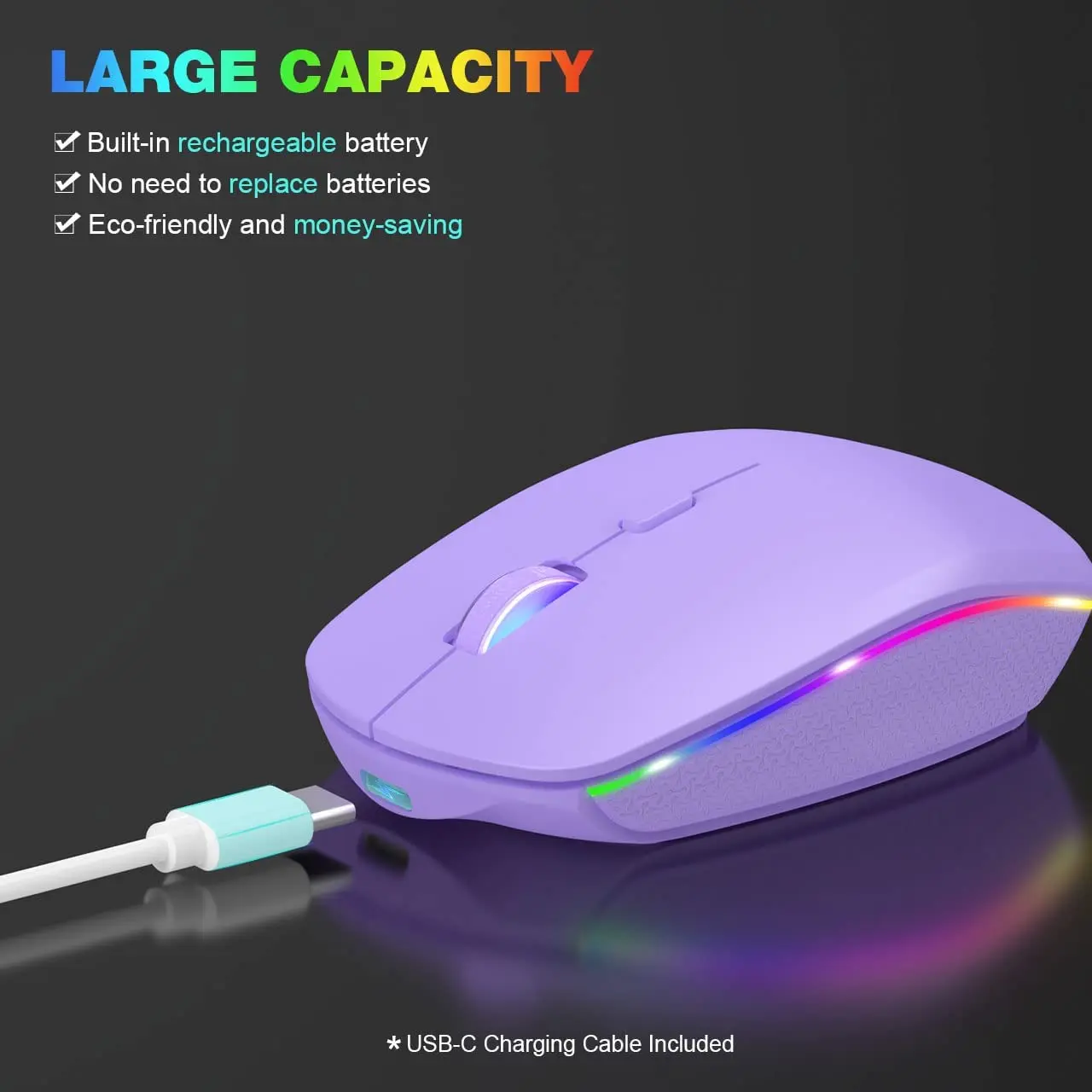 Compact 2.4G Wireless Mouse Large Battery Adjustable DPI Switchable LED Backlight MC227 Ergonomic Mouse for Notebook Laptop Mac