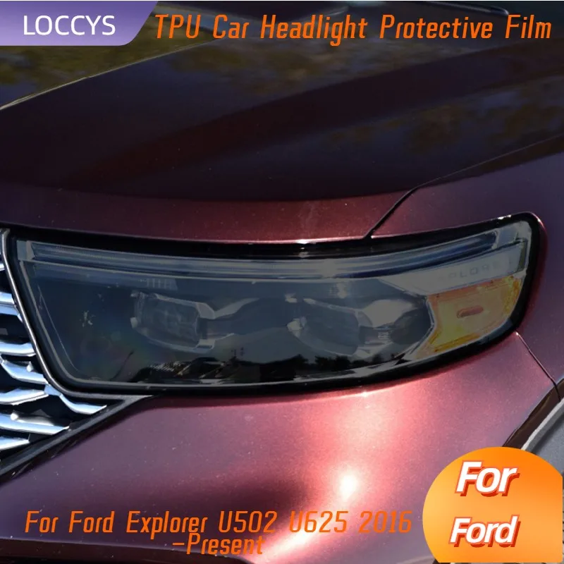 

For Ford Explorer U502 U625 2016-Present Car Headlight Protection Tint Film Smoke Black Transparent TPU Sticker Accessories