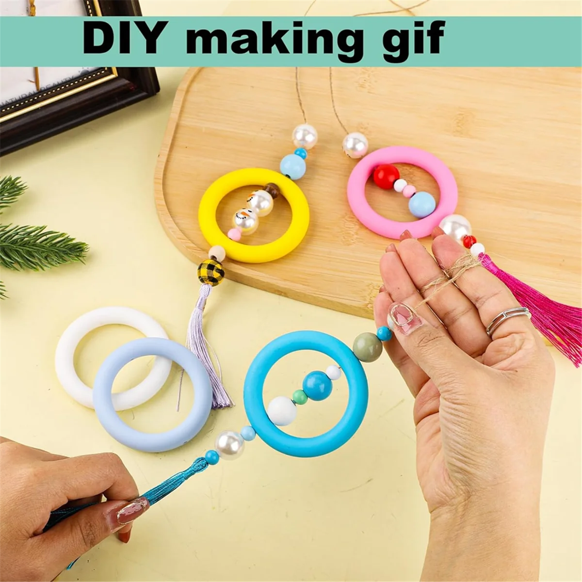 

Durable 16pcs Silicone Beadable O Rings, 65mm Silicone Beads Ring Round
