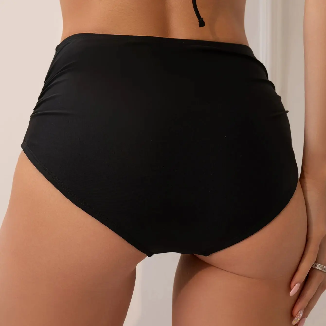 Female Swimming Shorts Triangle Type Women Black Beach Pants height waist bikini bottom