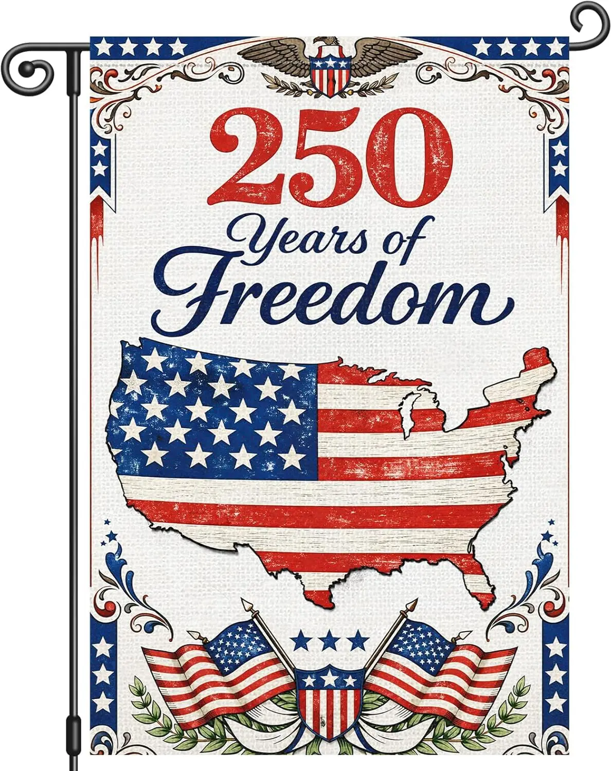 Heyfibro 250 Years of Freedom Garden Flag 12x18 Inch Double Sided Patriotic Flag 250th Anniversary House Flags for 1776-2026 GGO