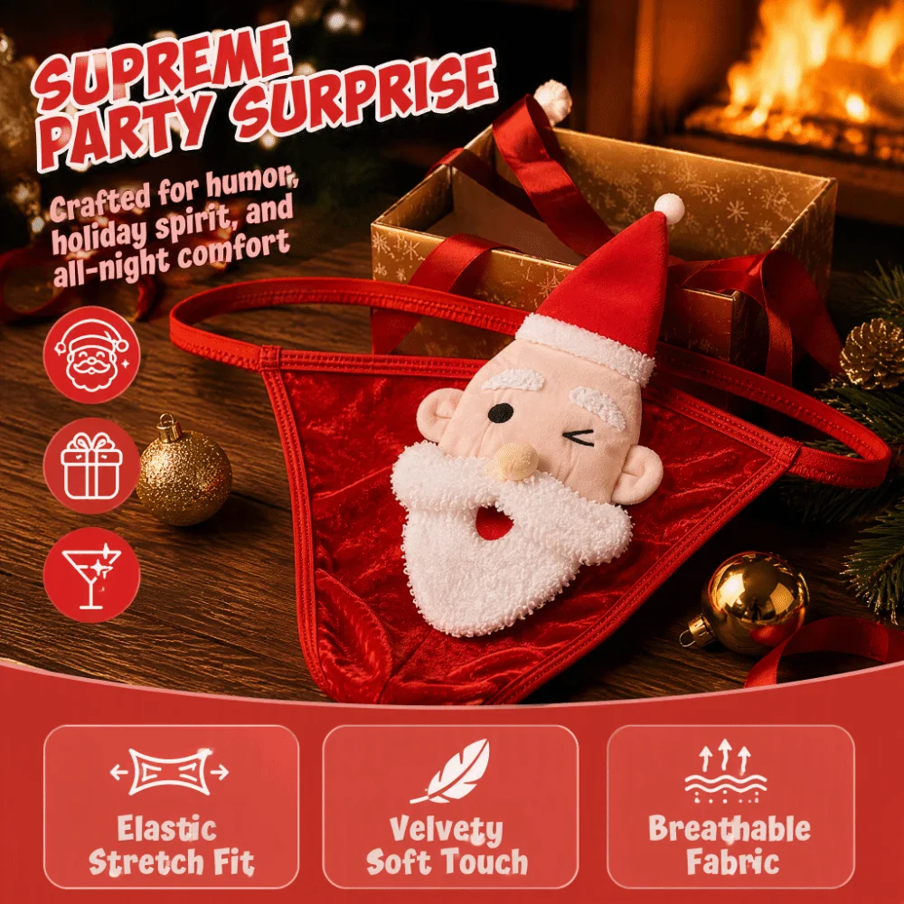 Creative Low Waist Christmas Men Thongs Thin Strap Underpants Santa Claus T-back Red Male Briefs Xmas