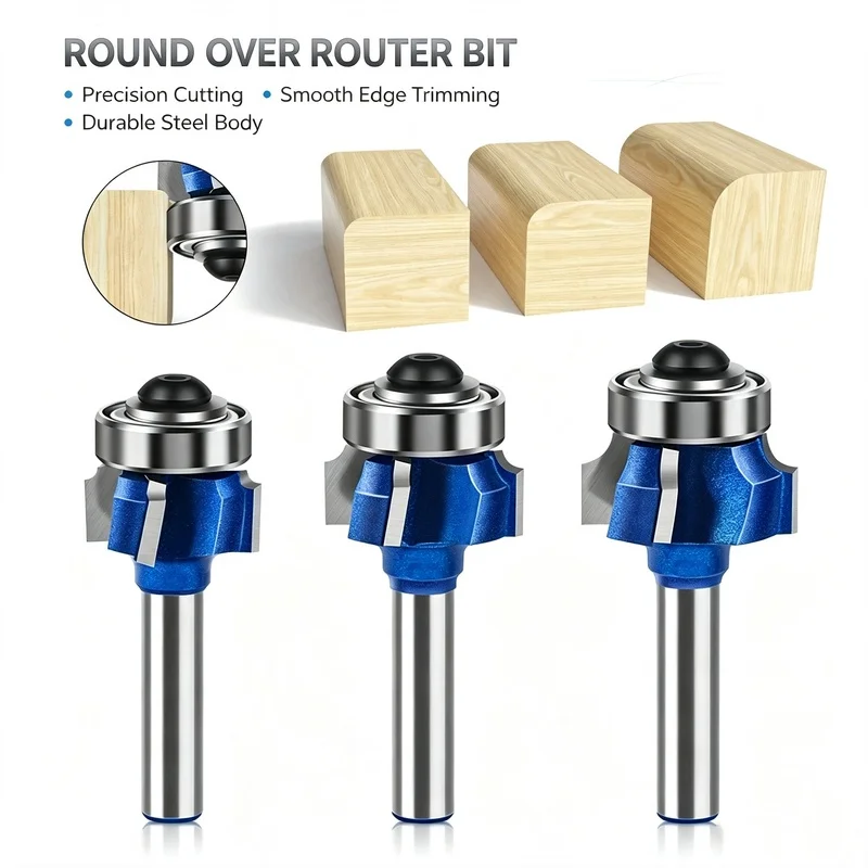 4 Flute Round Over Router Bit 6mm 8mm 1/4