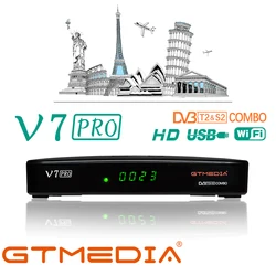 GTMedia-V7 Pro Receptor De Satélite, Full HD, USB, WiFi, Powervu Biss Key Receptor, Suporte Cartão CA, DVB-S, S2, S2X, T, T2, Decodificador, 1080P