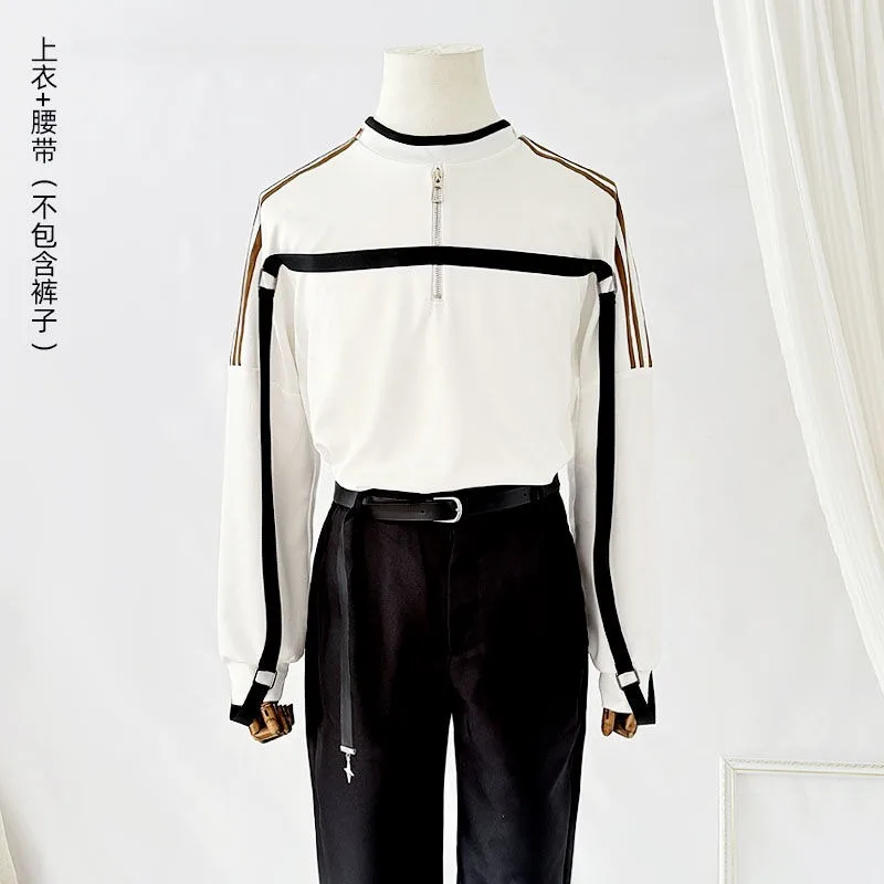 أزياء كاليب التأثيرية لعبة الحب والعميق الفضاء الأخ الأبيض البلوز حزام مجموعة كاملة الرجال الزي الرسمي أنيمي كرنفال فستان الحفلات