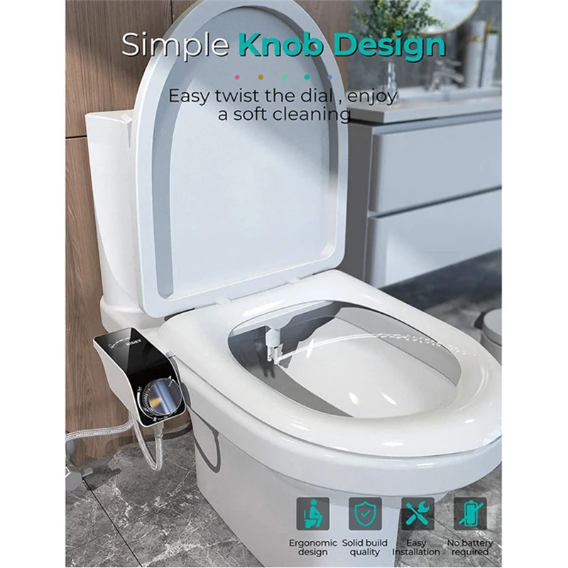 

ABUM-Насадка для биде Ультратонкий унитаз с двойной насадкой Спиральный регулируемый давление воды Неэлектрический распылитель со шлангом