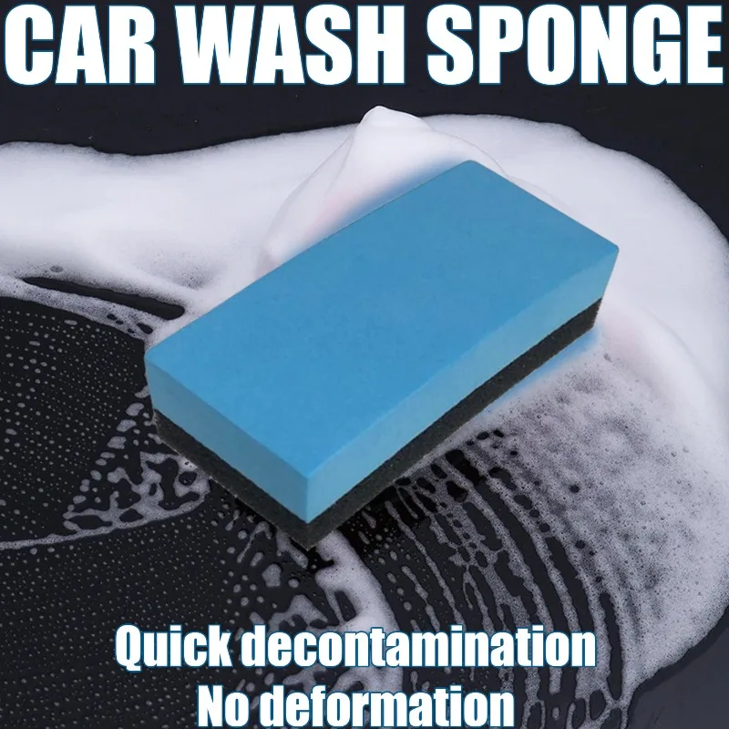 10X Car Sponge Block Cleaning Wax Polish Pad Tool Car Sponge Black Blue Double-Sided Sponge Hand Sanding Block Automotive Care