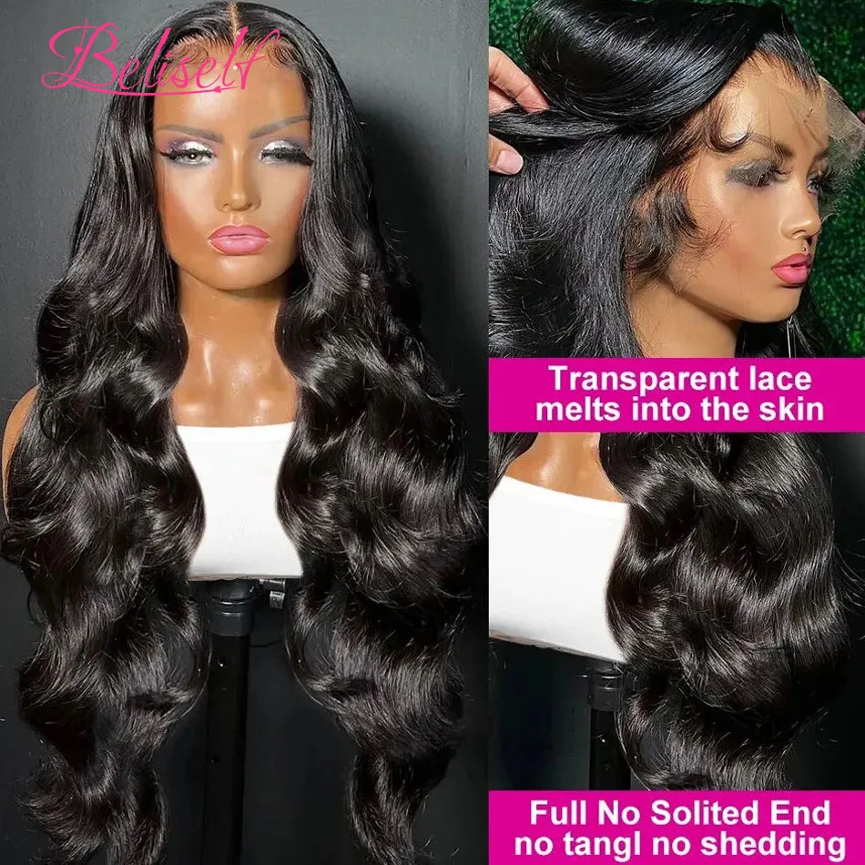 Beliself Hair 13X6 HD Lace Frontal Wigs Human hair Body Wave Lace Frontal Wig Pre Plucked 13x6 HD Lace Wigs Human Hair