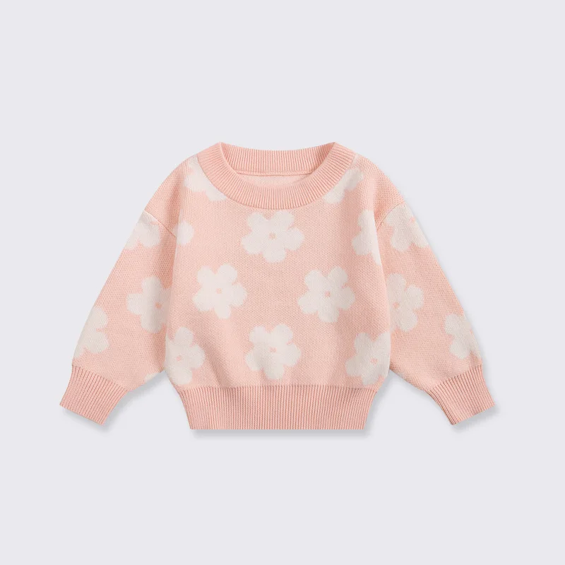 1-6T Toddler Kid Baby Girl Sweater Winter Clothes Flower Knit Pullover Top Long Sleeve Warm Sweater Childrens Knitwear Outfit