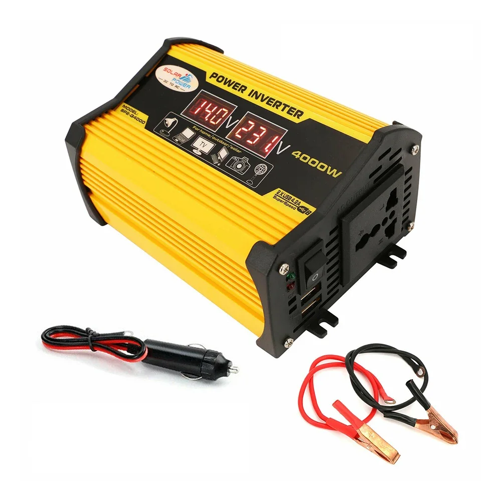 4000W Kit Inverter 12v 220v/110/convertitore di tensione 12 220 LED Inverter di potenza digitale per auto 2 convertitore USB adattatore Inverter