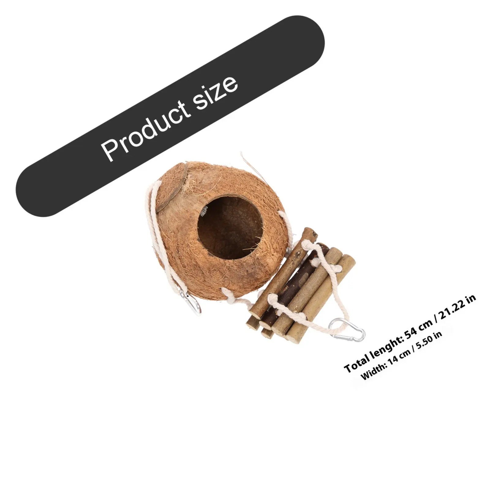 1Set Natural Coconut Shell Bird Nest Wooden Hamster Hideout Hanging Parrot Perch Resting Place Decorative Household Pet House