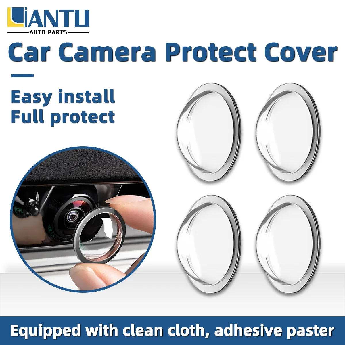 PINMOAP 2/4PCS Car Camera Lens Protector Rear View Backup Camera Cover HD Clear Shield Anti Scratch Waterproof 360 Panoramic