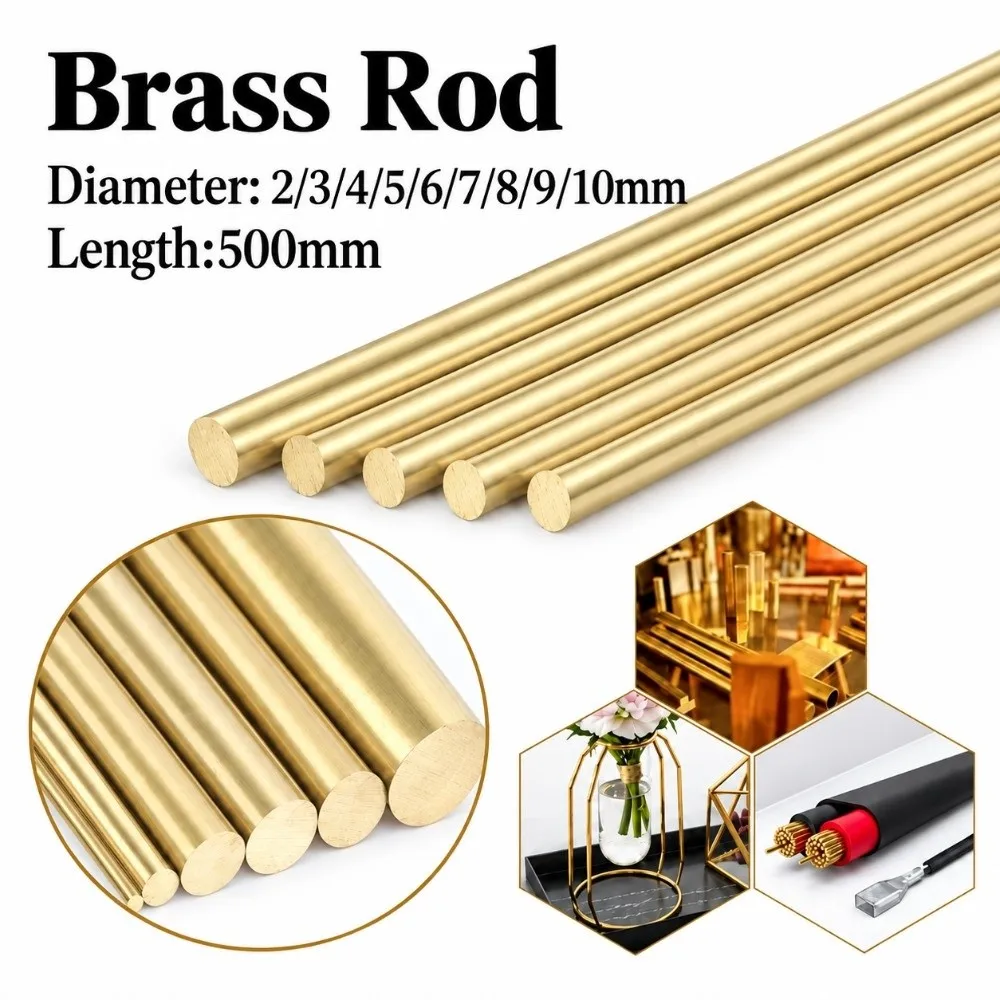 New Diameter 2-100mm Brass Round Bar Length 500mm Round Brass Rod Brass Handle Bar