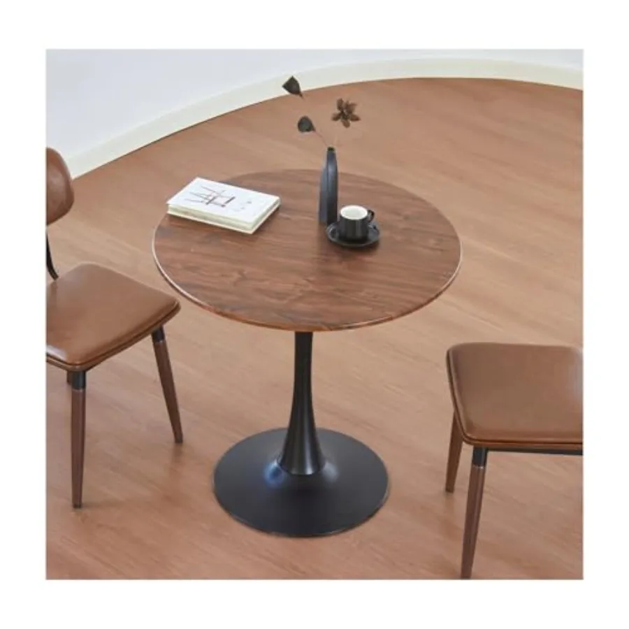 

Round Dining Table 24 Circle Tulip Table with Thickened Top Metal Pedestal Mid Century Modern Bistro Table for Kitchen Small Sp