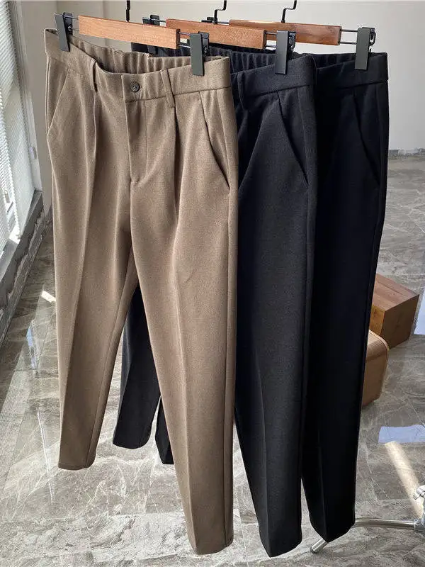 

Men's Large Size Loose Tweed Pants Autumn Winter Straight Leg Casual Trousers Cone ape Pants All Match Long Pants