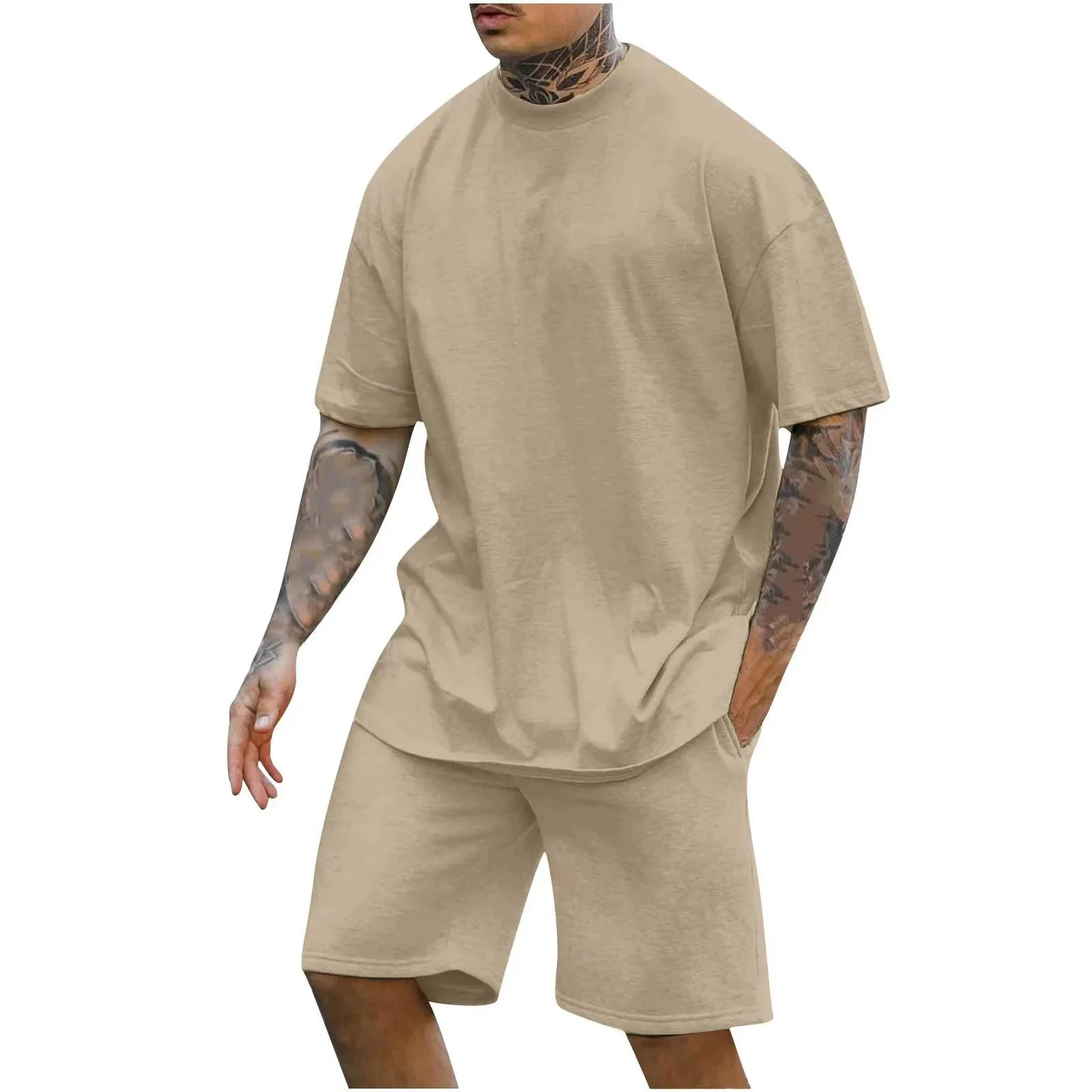 Aazon.co: RTRDE Conjunto De Pantalones Cortos Para Hobre, Caiseta Y Pantalones Cortos, 2