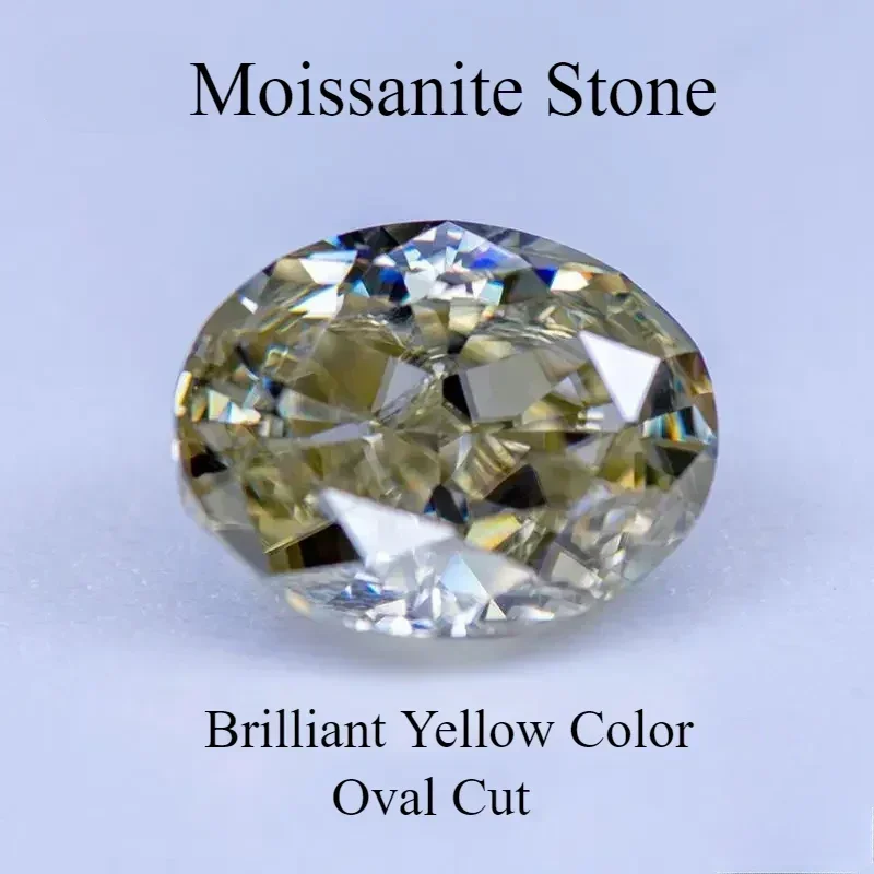 

WholesaleMoissanite Stone Oval Cut Natural Color Brilliant Yellow Authentication Lab Grown Gemstone For Charms Women Jewelry Ma
