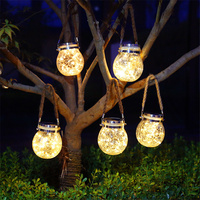 Creative Solar Led Glass Jar Light Outdoor Crackle Hanging Night Lights Waterproof Garden Decoration Patio Lawn Landscape Lamp