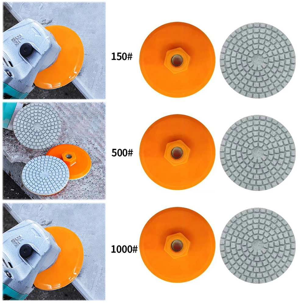 

80 мм 3-дюймовая полировальная подушечка с зернистостью 150-1000, алмазный влажный и сухой полированный диск M10, абразивный инструмент для бетона, мрамора, камня, столешницы, кварца