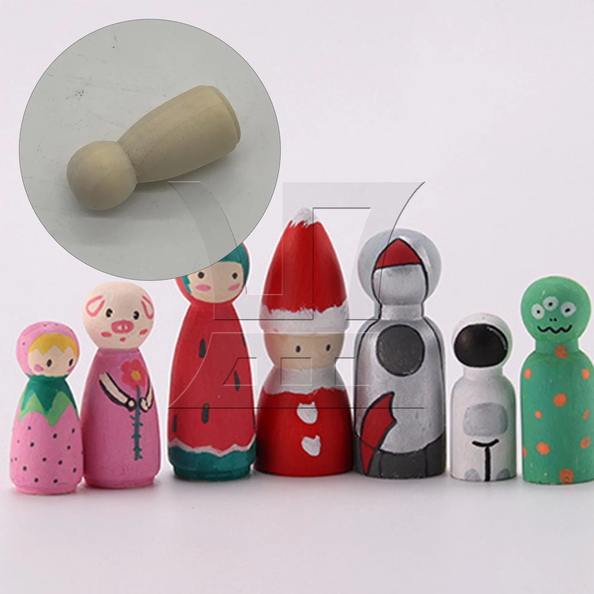 

1pc Unfinished Wooden Peg Doll 35mm Women's Style Creative Graffiti Wooden Doll Ornaments