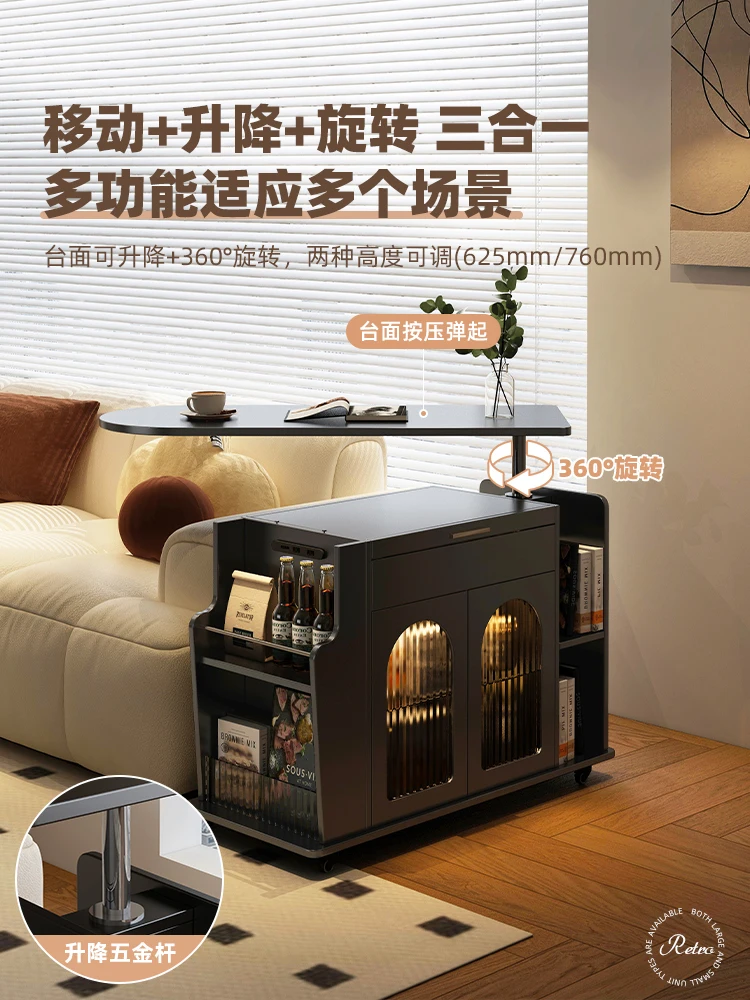 

Mini coffee table, light luxury, high-end feeling, movable tea bar car, modern and simple corner table, lifting sofa, side table