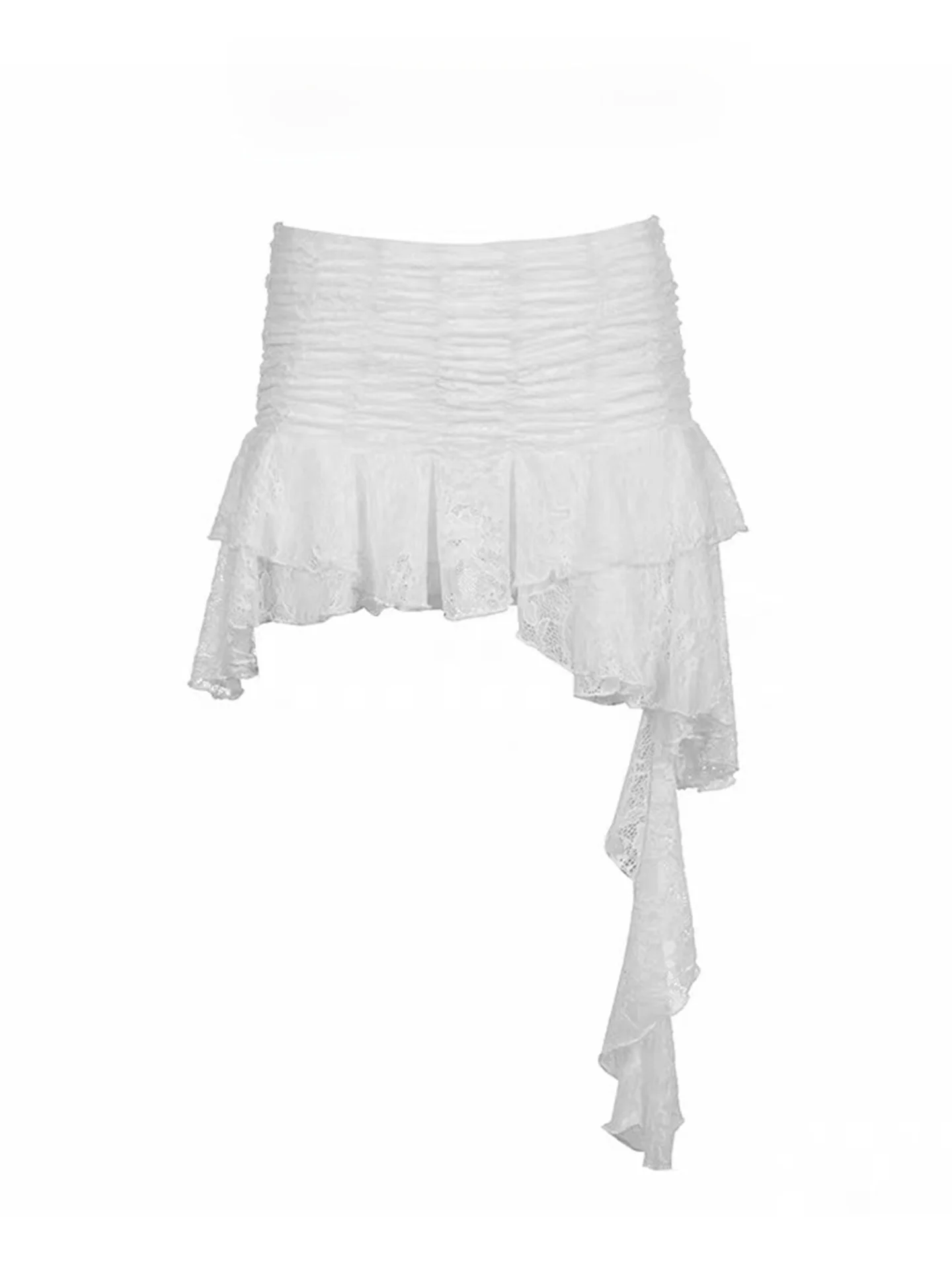 Spicy Girl Pure Desire Irregular Lace Halter Neck  Dress Women's Spring Summer Design Sense Small Size A-Line Short Skirt
