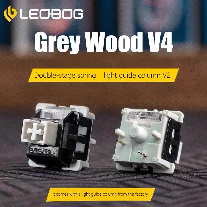 LEOBOG Grey Wood V4 Switch 5Pin HIFI Linear Stable RGB Mechanical keyboard Switch Factory lubrication For AULA F75 AJAZZ AK820