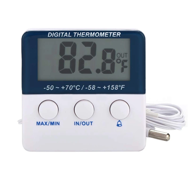 ABGG-Digital Refrigerator Thermometer With Alarm And Maximum And Minimum Temperature And LED Indicator Light
