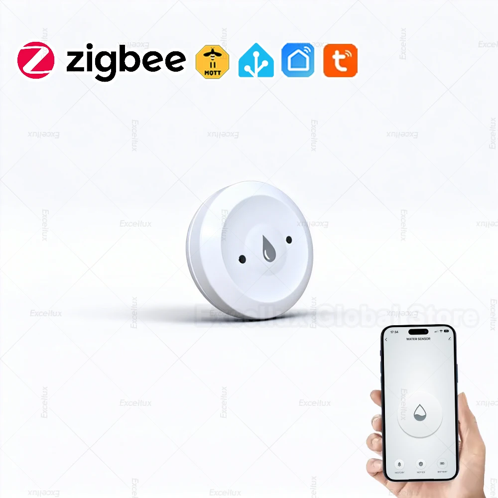 

Tuya ZigBee Water Sensor Leak Detector Flood Water Leakage Alarm Smart Life Control Works With Zigbee Gateway Z2M Home Assistant