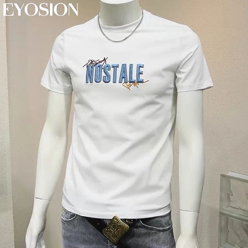 2023 Summer Mens T-shirt Letter Embroidery Tee O-Neck Short Sleeve High Quality Casual Male T Shirt Top Camisetas Clothing 5XL