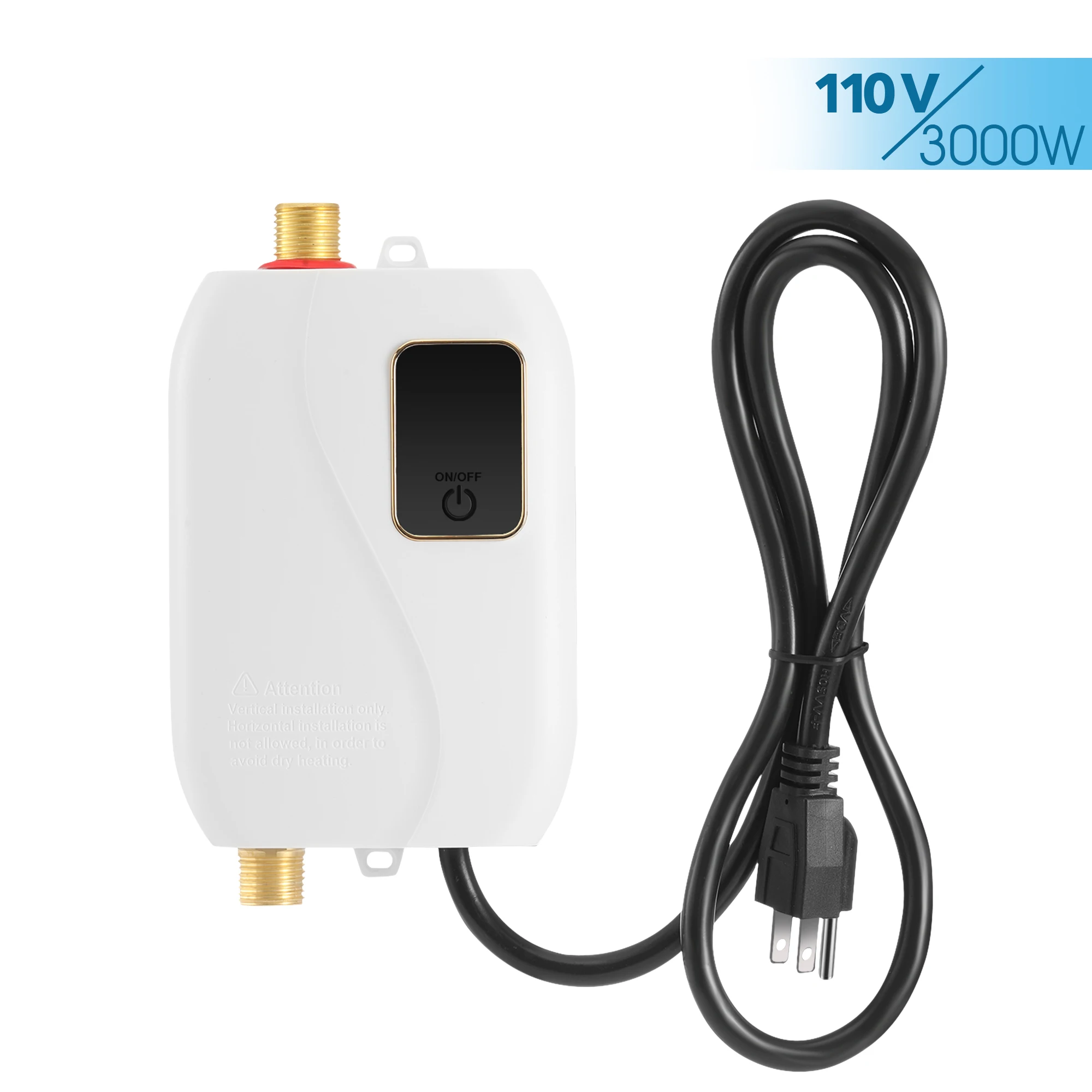 Calentador de agua eléctrico sin tanque Calentador de cocina de ducha caliente instantánea 110V 3000W EE. UU.