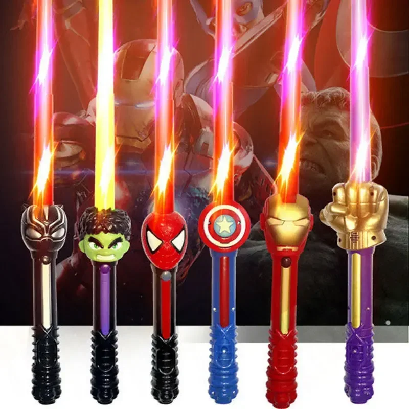 LED Light Sound Superhero Sword Figurines Hulk Black Panther Thanos Captain America Lightsaber Cosplay Toys For Kids Boy Gift