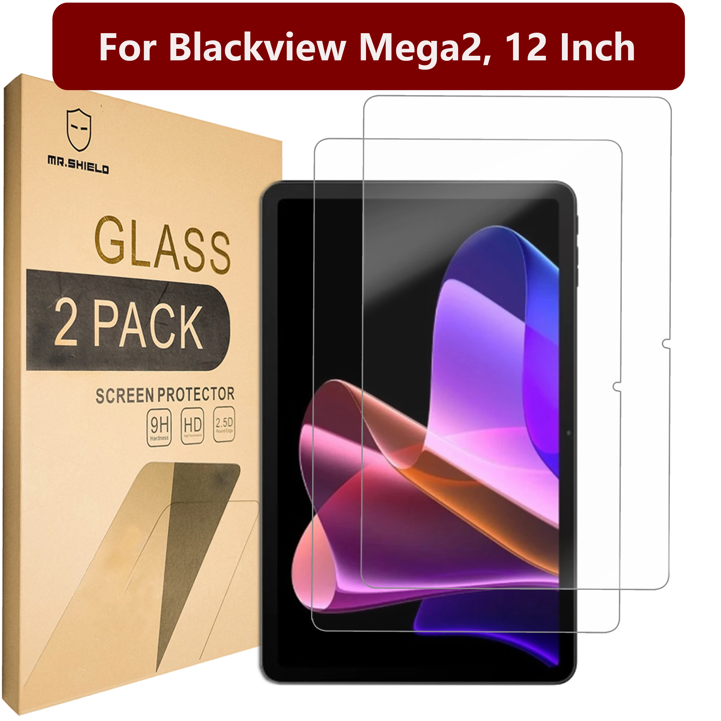 Mr.Shield Screen Protector compatible with Blackview Mega2, 12 Inch [Tempered Glass] [2-PACK] [Japan Glass with 9H Hardness]