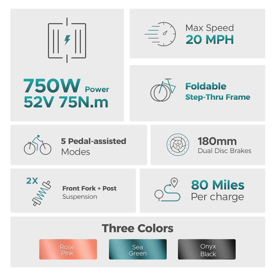 ENGWE 750W Foldable Electric Bike for Adults L20 2.0 20"×3.0 Fat Tire E‑bike Dual Suspension 52V13Ah Removable Battery 68Miles Max Range Shimano 7 Speed All Terrain Electric Bicycle image 5