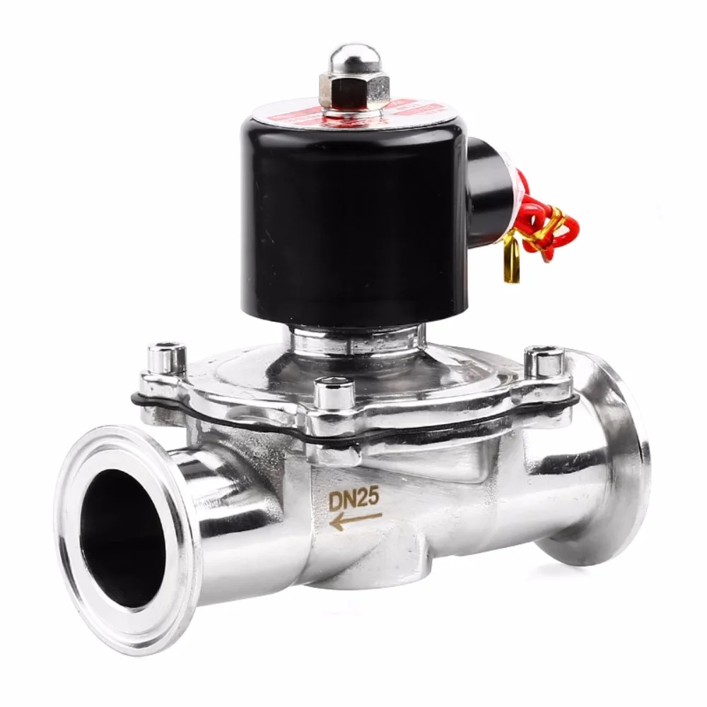 

Зажим DN25DN32mm OD50.5mm Электромагнитный клапан пищевого класса SS304 Полированный тип зажима Нормально закрытый регулирующий электромагнитный клапан 220 В/24 В