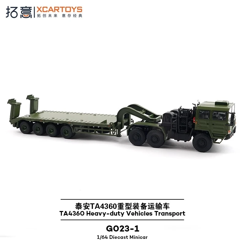 XCARTOYS 1:64 Truk Platform Berat Militer Mobil Die-Casting Aloi Dekorasi Koleksi Model Dewasa Hadiah Mainan Anak Laki-laki Hadiah Ulang Tahun