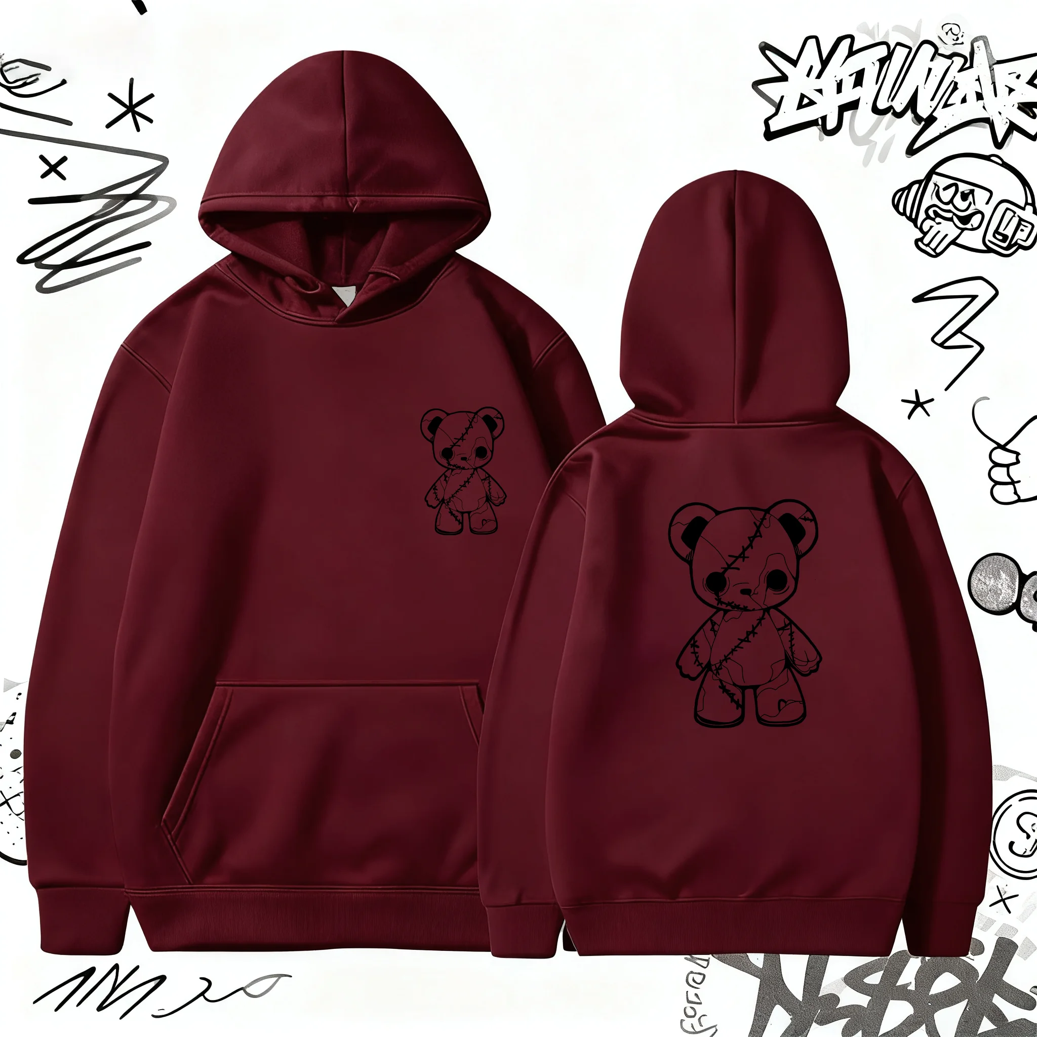 Men's hooded sweatshirt, high-quality warm autumn and winter sportswear, casual and fashionable pullover, outdoor fitness and sp