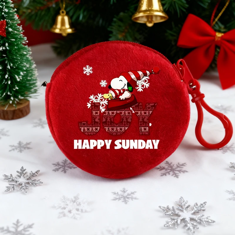 

Snoopys Coin Purse Cartoon Red Round Wallet Portable Mini Pouch New Kawaii Key Organizer Anime Zreo Wallet Birthday Xmas Gifts