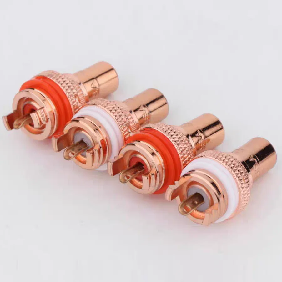 2pcs CMC 805 Pure Red Copper Swiss Cu. RCA Jack Female Socket Connector for HiFi Audio Video TV CD AMP Panel Chassis Mount