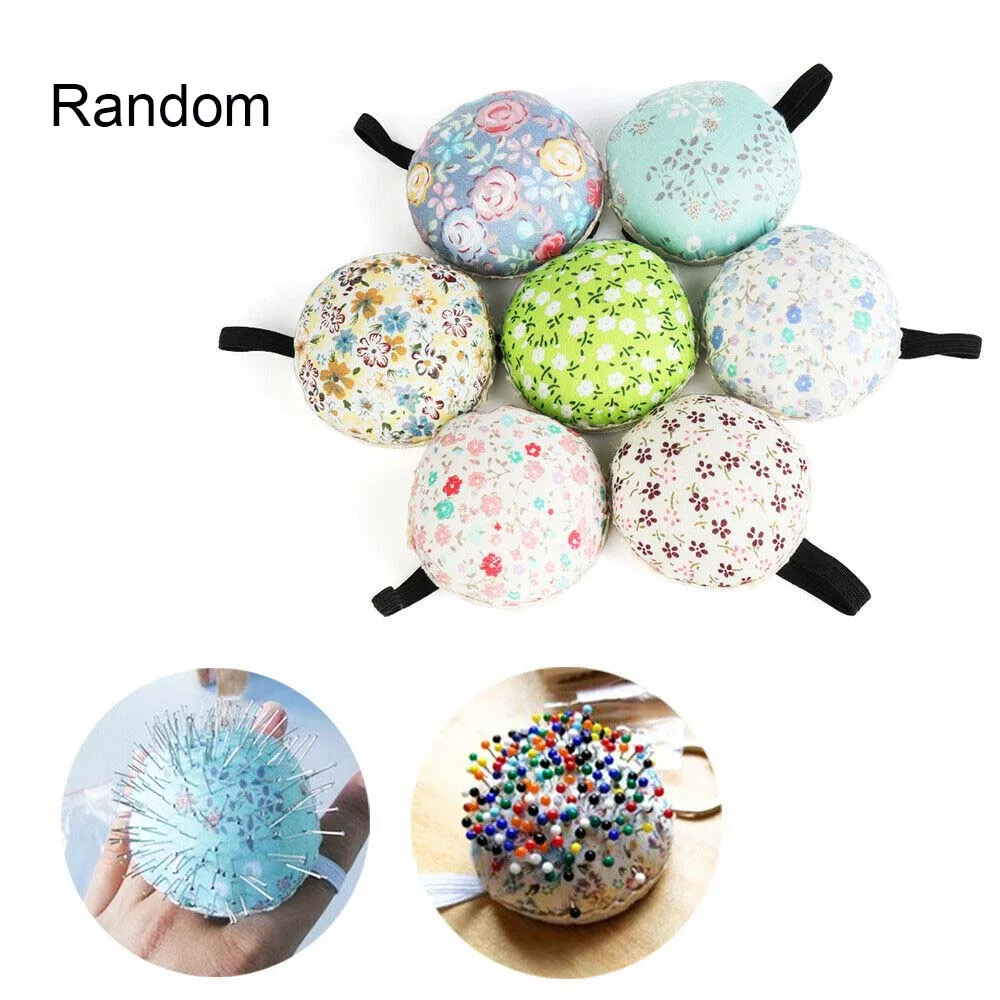 Safety Needlework Button Wrist Strap Fabric Cotton Pin Cushion Needle Holder Sewing Accessories Needle Pillow