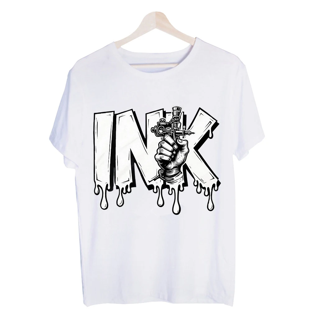 Men's Ink Gun Typography Graphic Tee, Short Sleeve Crew Neck Streetwear T-Shirt for Casual Daily Wear