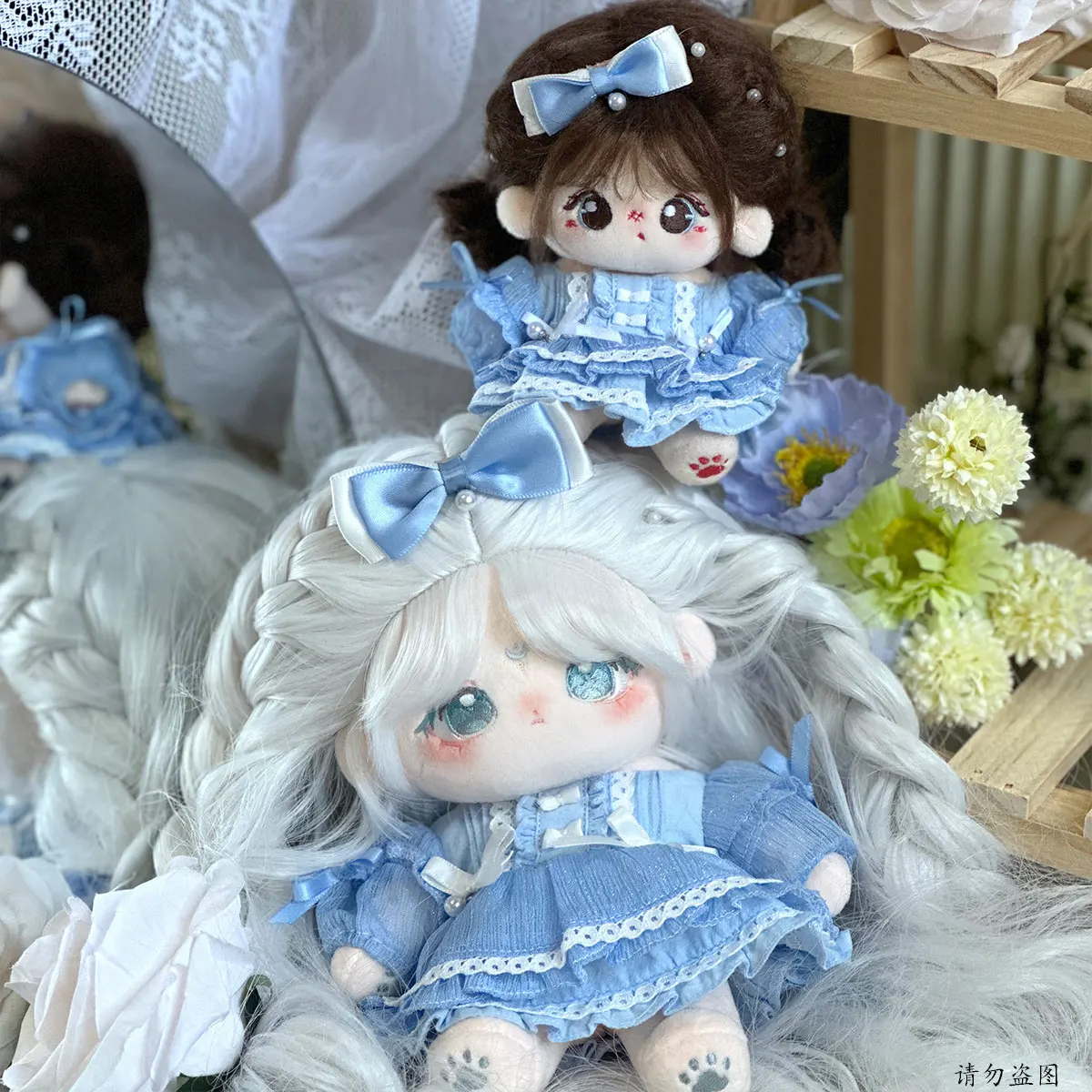 Épingle à cheveux perle de larmes bleues pour enfants, vêtements de beurre, princesse française, jupe douce, peluche en peluche, accessoires de jouet d'anime, 10cm, 20cm