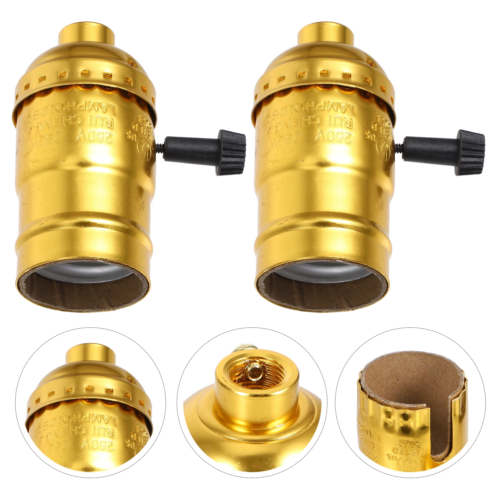 

2 Pcs Locking Wire Lamp Holder Household Light Socket Repair Bulb for Table Aluminum Shell